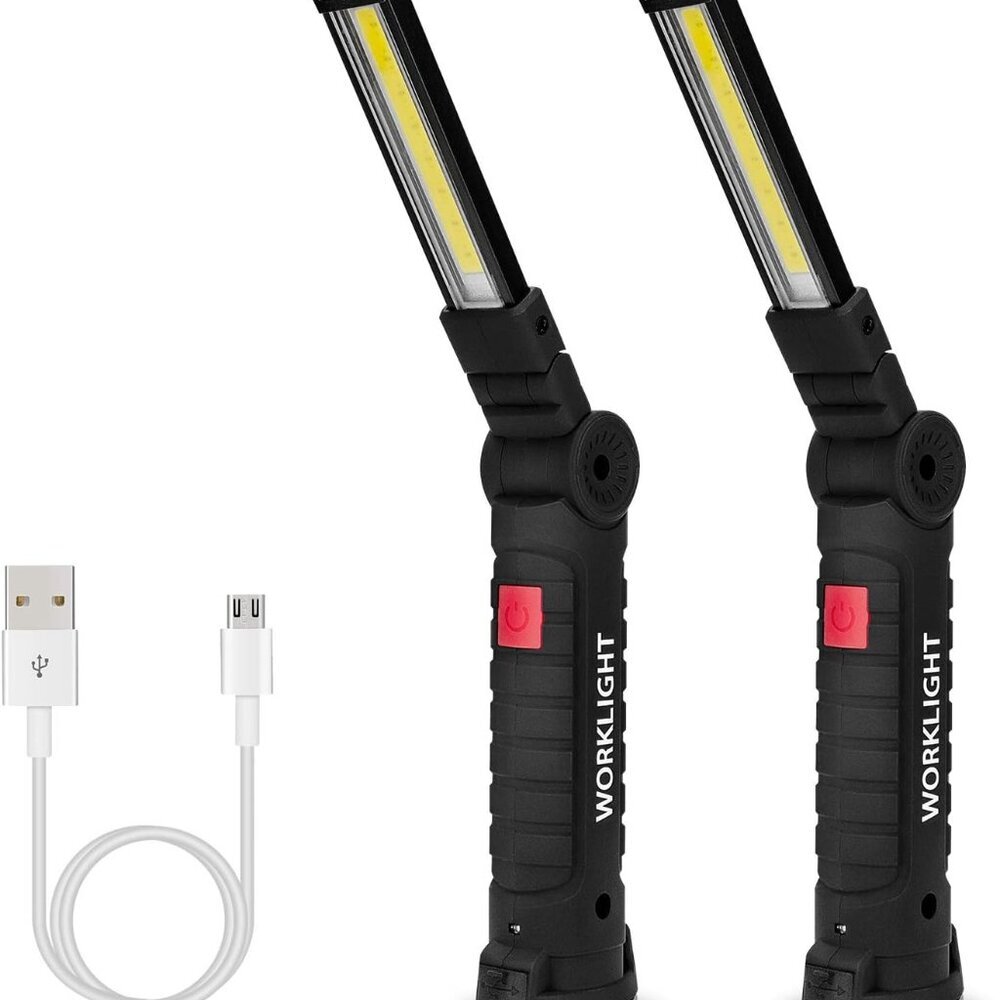 Tool Gifts For Men 2pack Rechargeable Led Work Lights With Magnetic Base, 360 R